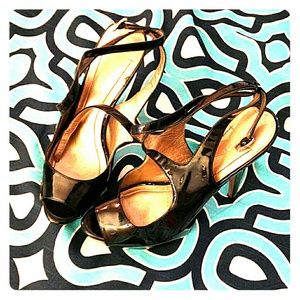 BCBG black patent leather heels