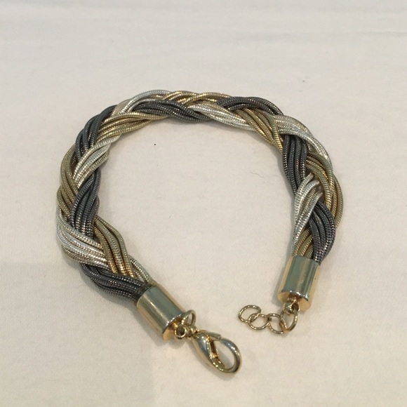 Tri colored woven metal bracelet