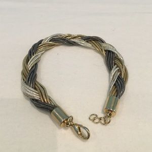Tri colored woven metal bracelet