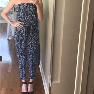 Strapless Tribal print jumpsuit with tag attached