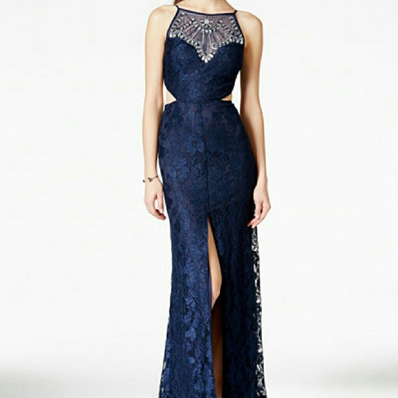 B Darlin Juniors Lace Embellished Navy