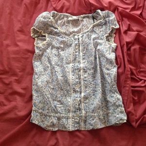 Blue and white button down blouse