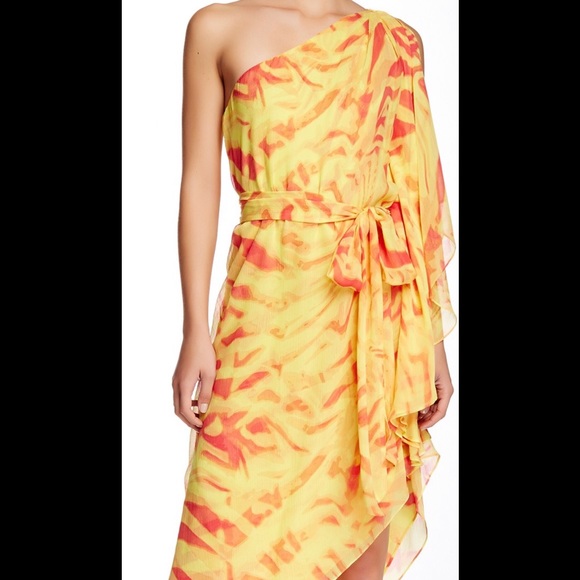 Halston Heritage One Shoulder Silk Gown