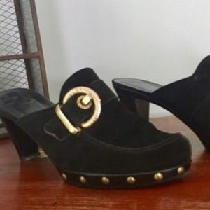 Stuart Weitzman Black Suede Mules Sz 9