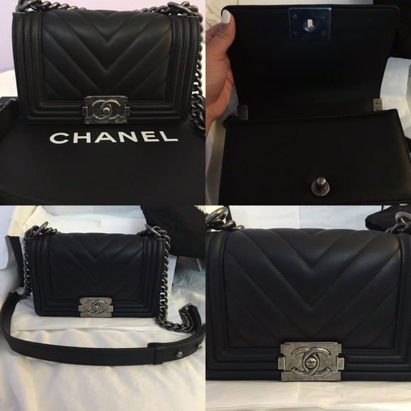 SOLD CHANEL Small Chevron Quilted Boy - Picture 2 of 3