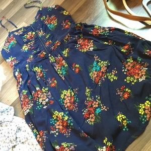 Navy and floral print dress
