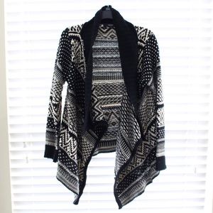 White & Black Patterned Cardigan