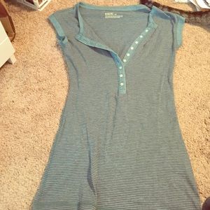 Blue Mossimo Henley with brown stripes