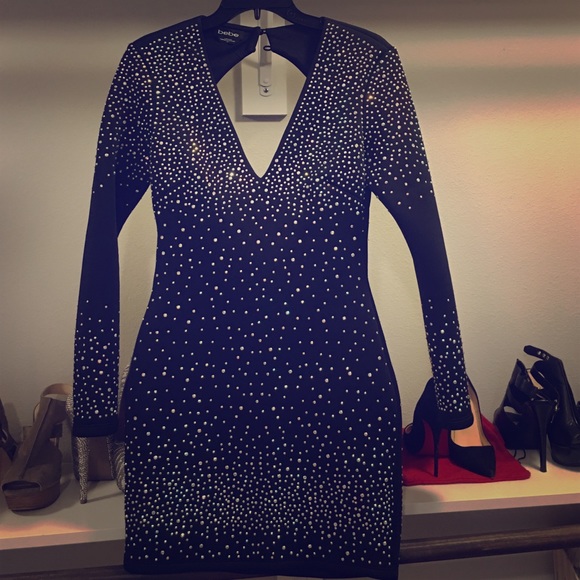 Bebe shimmer tight black dress