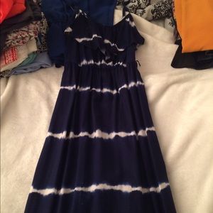 Blue and white maxi dress