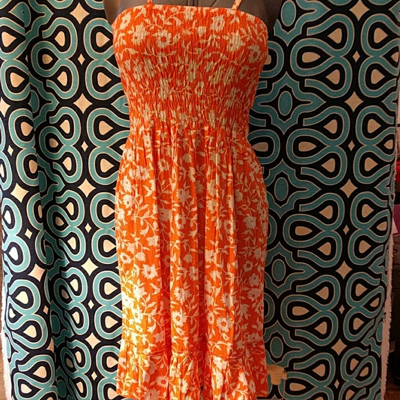 Orange and white summer dress