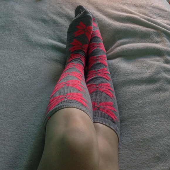 Pink Snowflake Socks