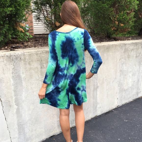 🆕Navy & Mint Tie Dye Tunic Dress - Picture 3 of 4