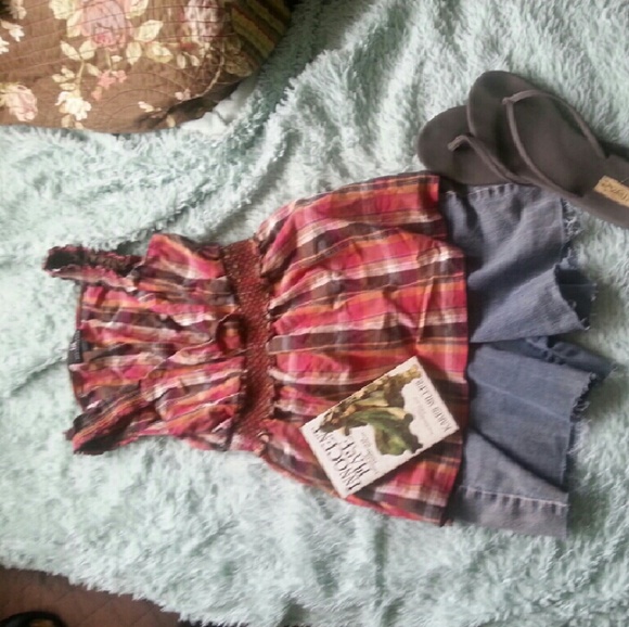 Brown, Pink, and Orange Plaid Shirt