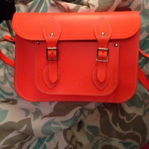 11 inch neon orange fluoro Cambridge Satchel nwot