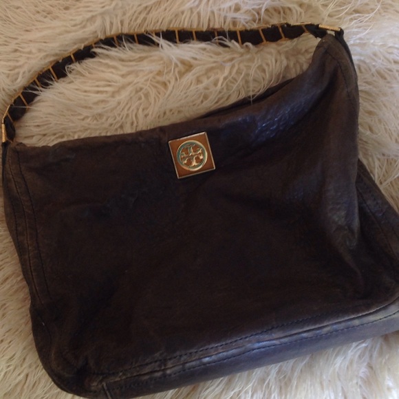 Gray leather tote purse