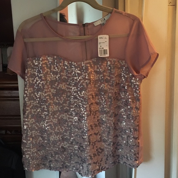 Silver and mauve sequin top NWT
