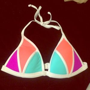 Pink triangle bikini top