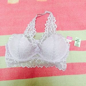 PINK HALTER LACE BRALETTE