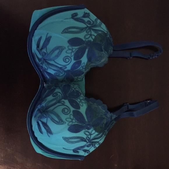 Teal embroidered bra - Picture 1 of 4