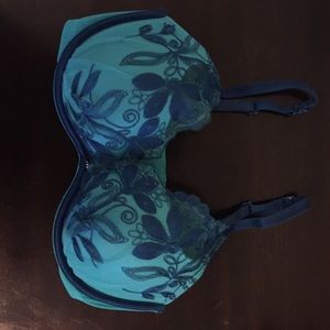 Teal embroidered bra