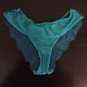Teal and navy embroidered underwear