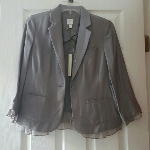 Silver ruffled chiffon blazer