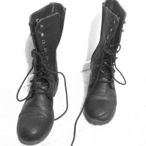 Black combat boots