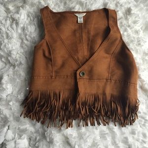 Brown fringe vest