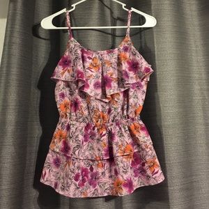 Pink and orange fit and flare top