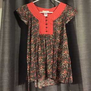 Gray and peach blouse