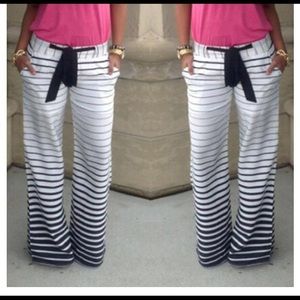 Drawstring striped Palazzo Pants