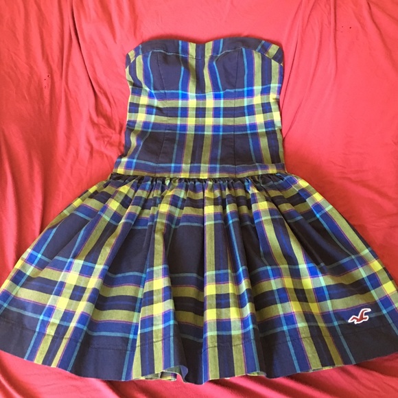Hollister Dress! Blue navy green Checkered 👗👒☘