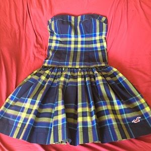 Hollister Dress! Blue navy green Checkered 👗👒☘