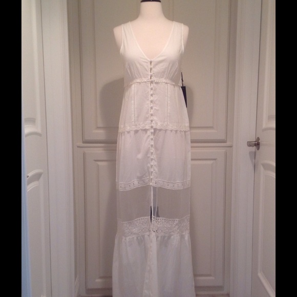 🌞🌞Forever 21🌼 Beige Cotton Maxi Dress Lace Details Sleeveless Boho Style