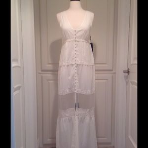 🌞🌞Forever 21🌼 Beige Cotton Maxi Dress Lace Details Sleeveless Boho Style