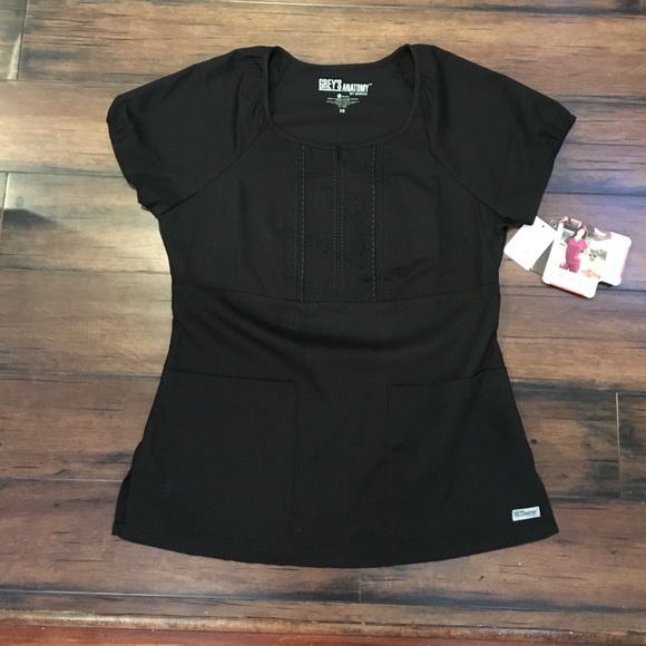 Grey's Anatomy Black Scrub Top XS