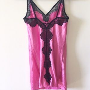 NWOT Victoria's Secret Silky Pink / Black Babydoll