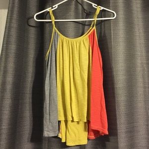 Gray yellow and peach flowy shirt