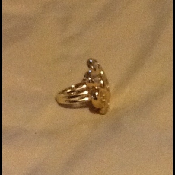 Gold ring with purple and green stones size 7 - Picture 2 of 4