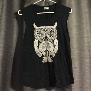 Black tank top with owl