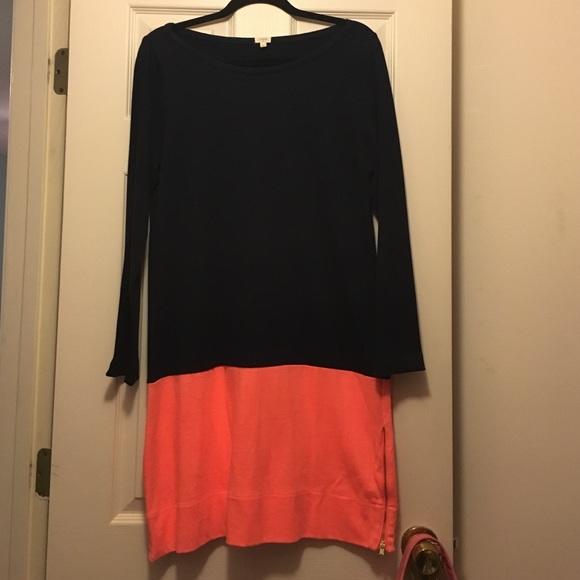 Navy and coral shift dress