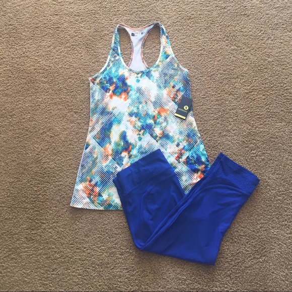 White and Blue Workout Outfit