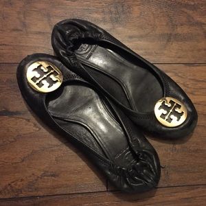 Classic black and gold Tory Burch flats