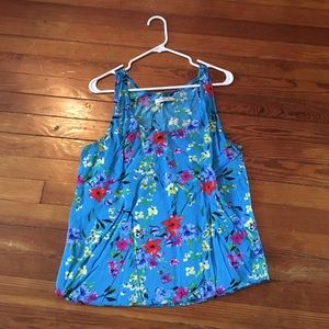Blue floral tank.