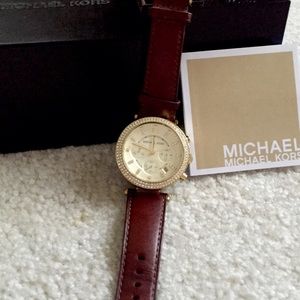Michael Kors leather band gold watch