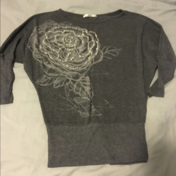 Papaya grey sweater with rhinestones