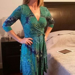 INC Print wrap dress