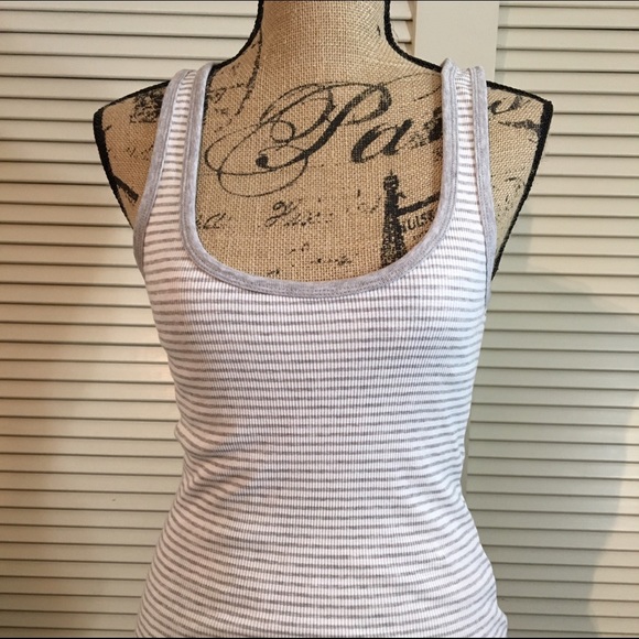 J. Crew classic favorite tank in gray/white stripe