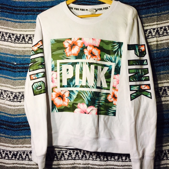 VS PINK FLORAL CREW